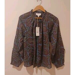 NWT Cleobella Alicia Blouse Dark Aurora Long Sleeve Boho Lightweight Paisley L